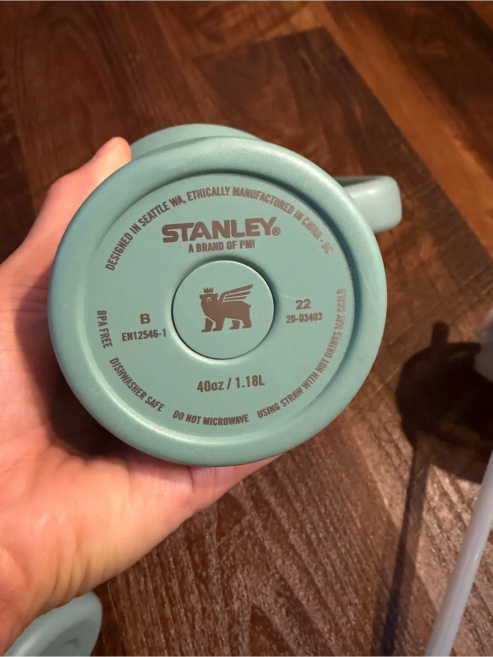 Stanley Mint Green Travel Tumbler with Handle and Straw - Picture 3 of 7